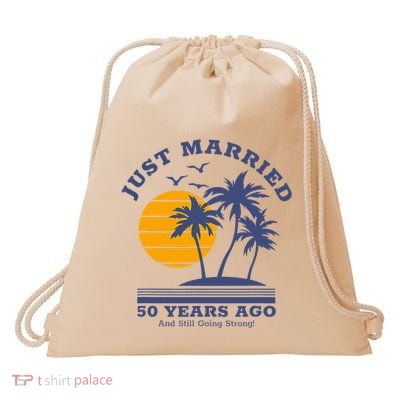 Romantic Matching Couples Golden 50th Wedding Anniversary Drawstring Bag