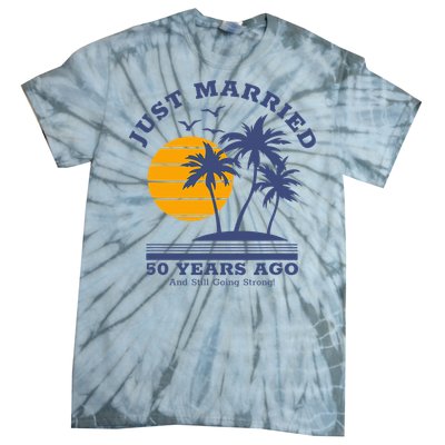 Romantic Matching Couples Golden 50th Wedding Anniversary Tie-Dye T-Shirt