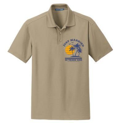 Romantic Matching Couples Golden 50th Wedding Anniversary Dry Zone Grid Polo