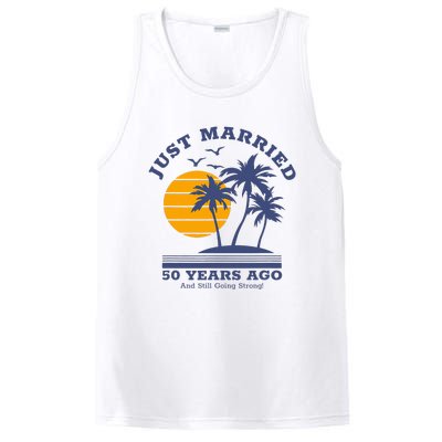 Romantic Matching Couples Golden 50th Wedding Anniversary PosiCharge Competitor Tank