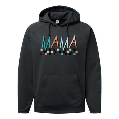 Rocker Mama Checkered Mom Mother's Day Performance Fleece Hoodie