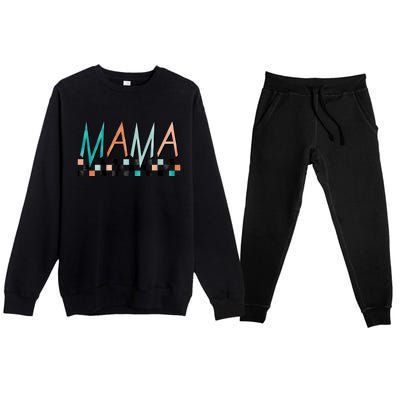 Rocker Mama Checkered Mom Mother's Day Premium Crewneck Sweatsuit Set