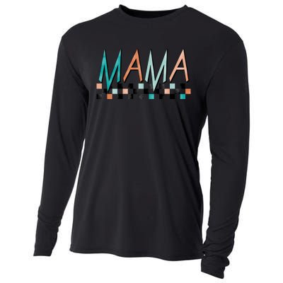 Rocker Mama Checkered Mom Mother's Day Cooling Performance Long Sleeve Crew