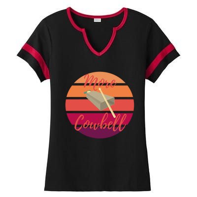 Retro More Cowbell Gift Ladies Halftime Notch Neck Tee