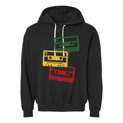 Reggae Music Cassette Tapes Vintage Retro Rastafari Rasta Garment-Dyed Fleece Hoodie