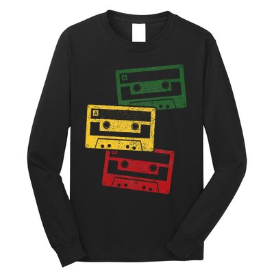 Reggae Music Cassette Tapes Vintage Retro Rastafari Rasta Long Sleeve Shirt