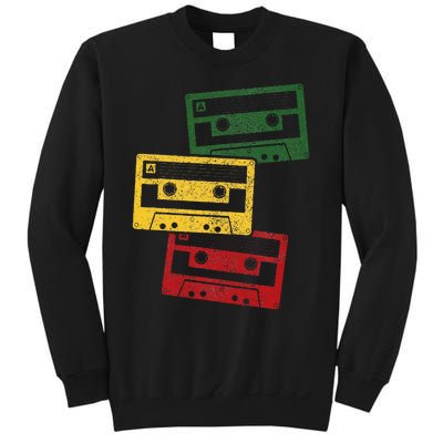 Reggae Music Cassette Tapes Vintage Retro Rastafari Rasta Sweatshirt