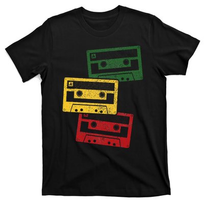 Reggae Music Cassette Tapes Vintage Retro Rastafari Rasta T-Shirt