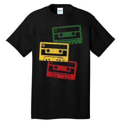 Reggae Music Cassette Tapes Vintage Retro Rastafari Rasta Tall T-Shirt