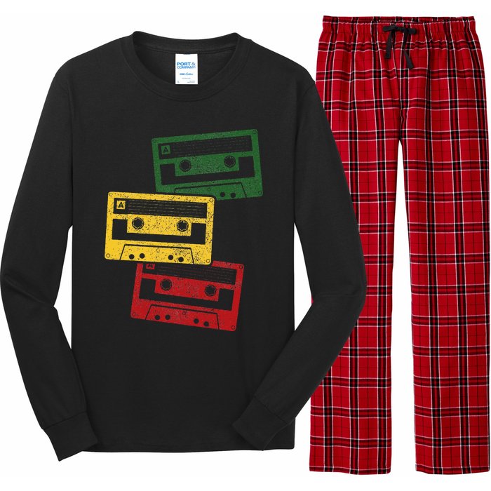 Reggae Music Cassette Tapes Vintage Retro Rastafari Rasta Long Sleeve Pajama Set