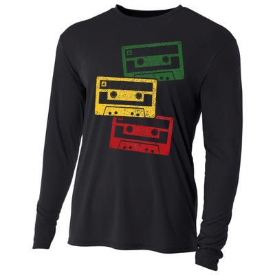 Reggae Music Cassette Tapes Vintage Retro Rastafari Rasta Cooling Performance Long Sleeve Crew