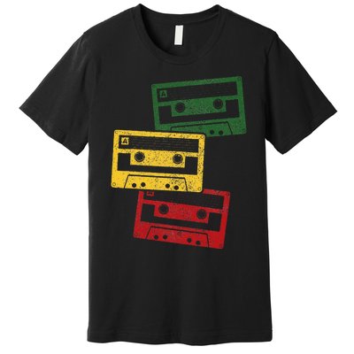 Reggae Music Cassette Tapes Vintage Retro Rastafari Rasta Premium T-Shirt