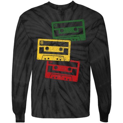 Reggae Music Cassette Tapes Vintage Retro Rastafari Rasta Tie-Dye Long Sleeve Shirt