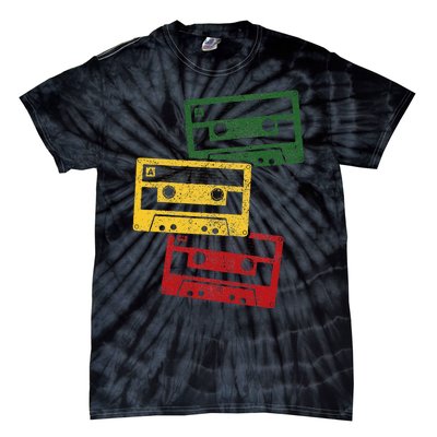 Reggae Music Cassette Tapes Vintage Retro Rastafari Rasta Tie-Dye T-Shirt