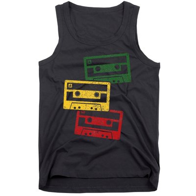 Reggae Music Cassette Tapes Vintage Retro Rastafari Rasta Tank Top