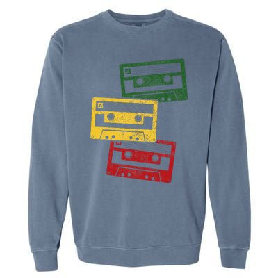 Reggae Music Cassette Tapes Vintage Retro Rastafari Rasta Garment-Dyed Sweatshirt