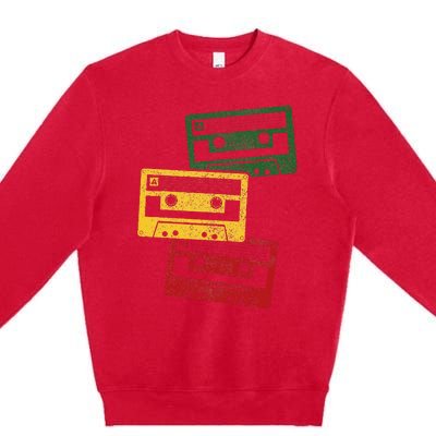 Reggae Music Cassette Tapes Vintage Retro Rastafari Rasta Premium Crewneck Sweatshirt