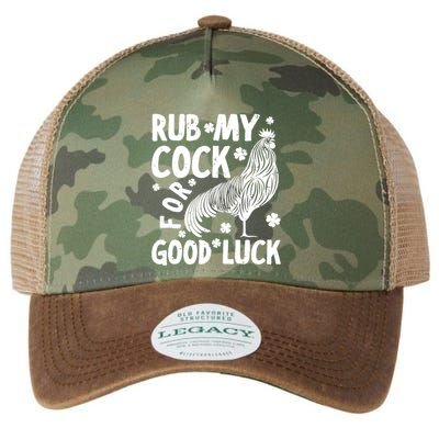 Rub My Cock Good Luck, Funny Chicken Lovers Legacy Tie Dye Trucker Hat