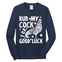 Rub My Cock Good Luck, Funny Chicken Lovers Tall Long Sleeve T-Shirt