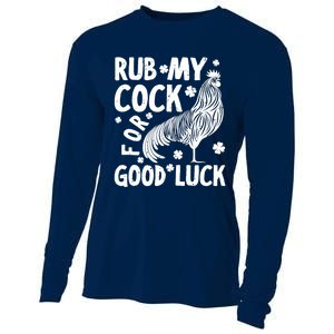 Rub My Cock Good Luck, Funny Chicken Lovers Cooling Performance Long Sleeve Crew