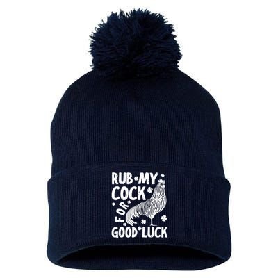 Rub My Cock Good Luck, Funny Chicken Lovers Pom Pom 12in Knit Beanie