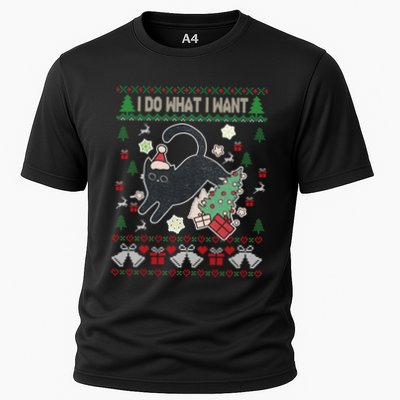Retro Meowy Christmas I Do What I Want Funny Cat Gift Performance Shirt