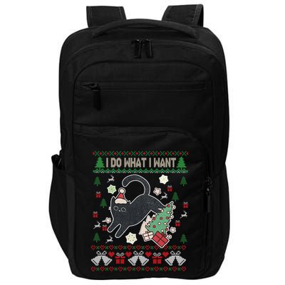 Retro Meowy Christmas I Do What I Want Funny Cat Gift Impact Tech Backpack