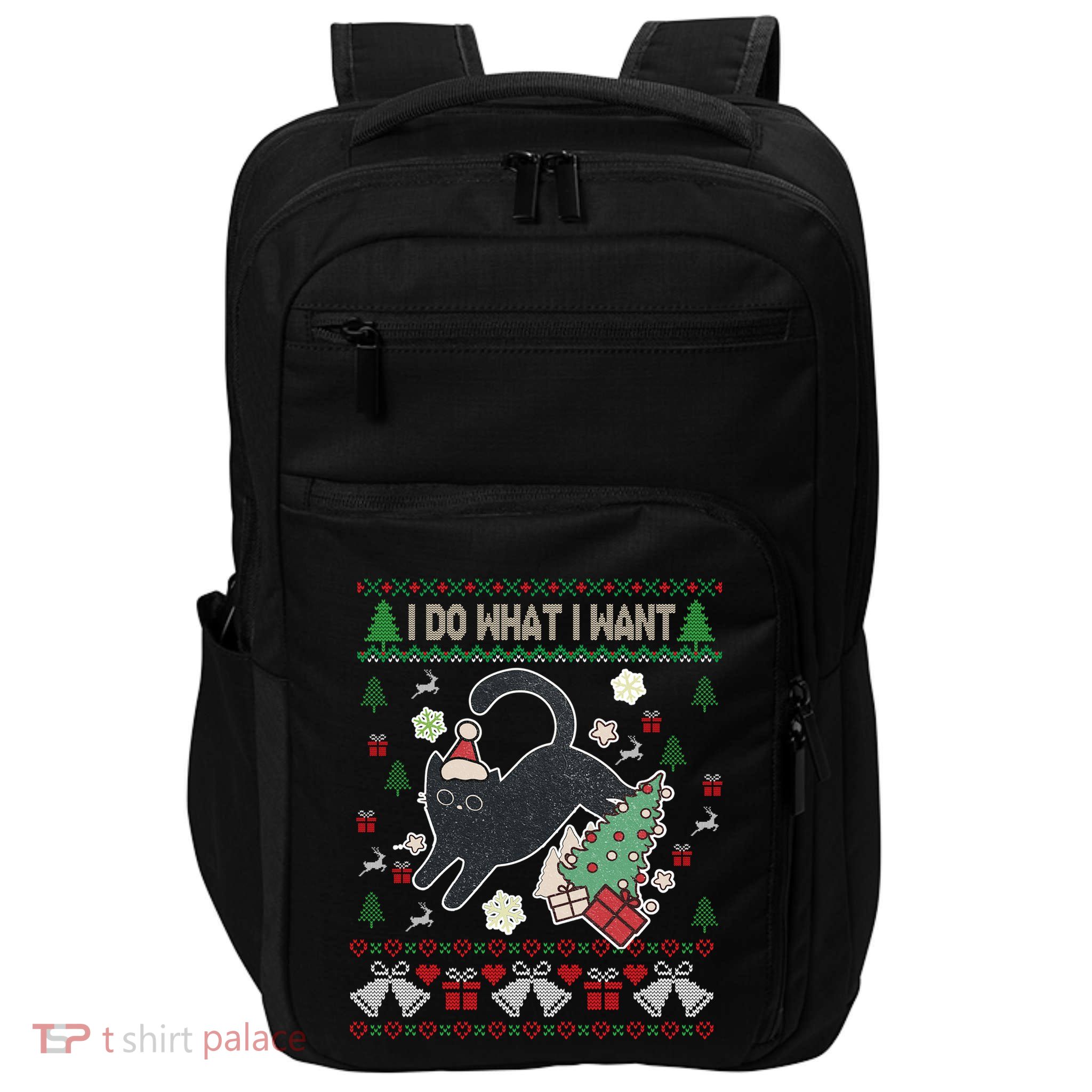 Retro Meowy Christmas I Do What I Want Funny Cat Gift Impact Tech Backpack