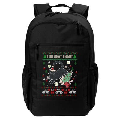 Retro Meowy Christmas I Do What I Want Funny Cat Gift Backpack