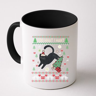 Retro Meowy Christmas I Do What I Want Funny Cat Gift Mug
