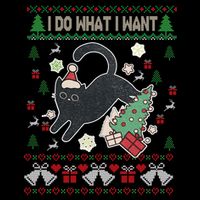 Retro Meowy Christmas I Do What I Want Funny Cat Gift Drawstring Bag