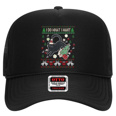 Retro Meowy Christmas I Do What I Want Funny Cat Gift Trucker Hat