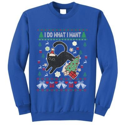 Retro Meowy Christmas I Do What I Want Funny Cat Gift Sweatshirt