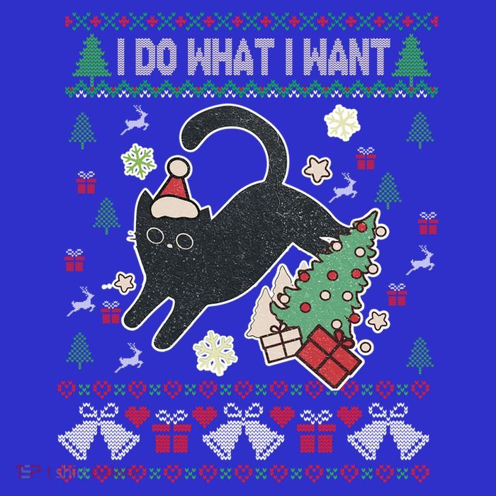 Retro Meowy Christmas I Do What I Want Funny Cat Gift Sweatshirt