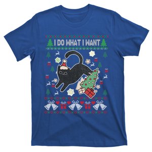 Retro Meowy Christmas I Do What I Want Funny Cat Gift T-Shirt