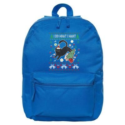 Retro Meowy Christmas I Do What I Want Funny Cat Gift 16 in Basic Backpack