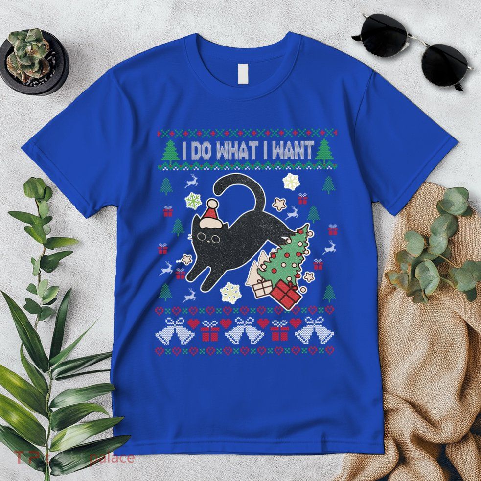 Retro Meowy Christmas I Do What I Want Funny Cat Gift Premium T-Shirt