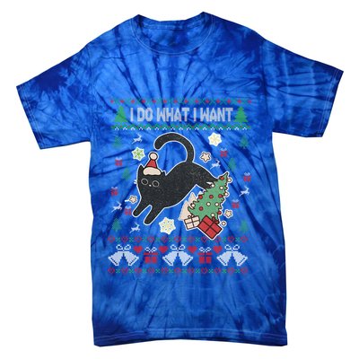 Retro Meowy Christmas I Do What I Want Funny Cat Gift Tie-Dye T-Shirt
