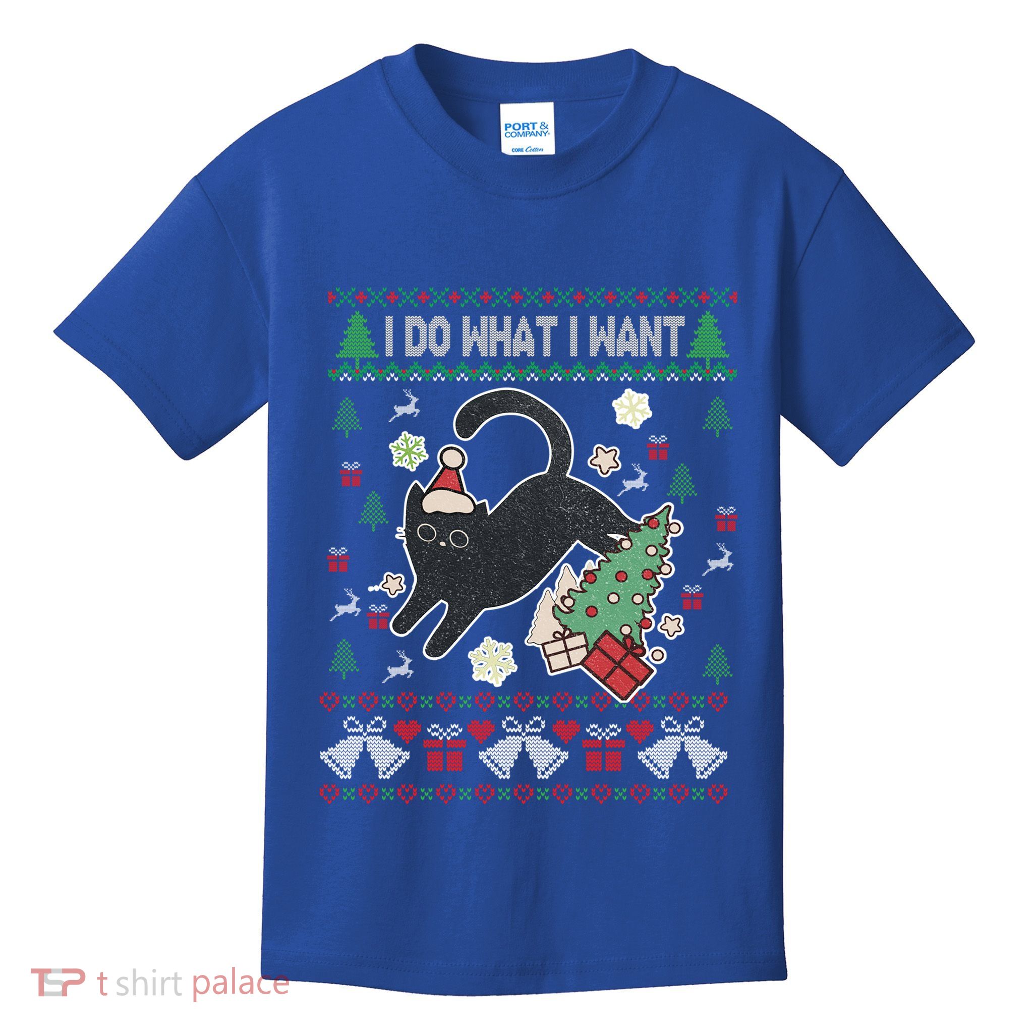 Retro Meowy Christmas I Do What I Want Funny Cat Gift Kids T-Shirt