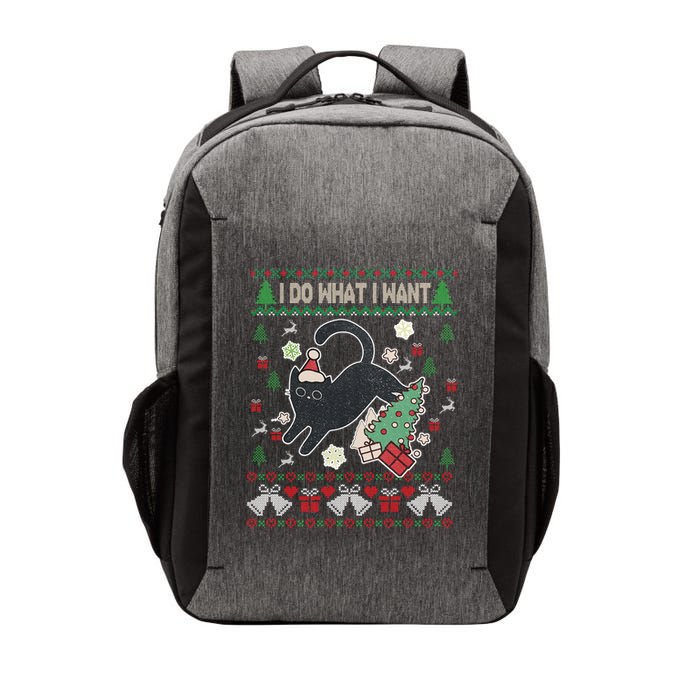 Retro Meowy Christmas I Do What I Want Funny Cat Gift Vector Backpack