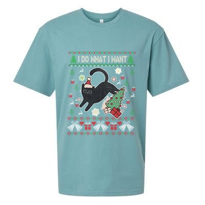 Retro Meowy Christmas I Do What I Want Funny Cat Gift Sueded Cloud Jersey T-Shirt