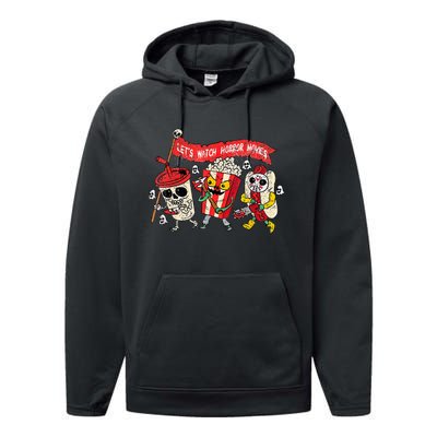 Retro Movie Concessions LetS Watch Horror Movies Performance Fleece Hoodie