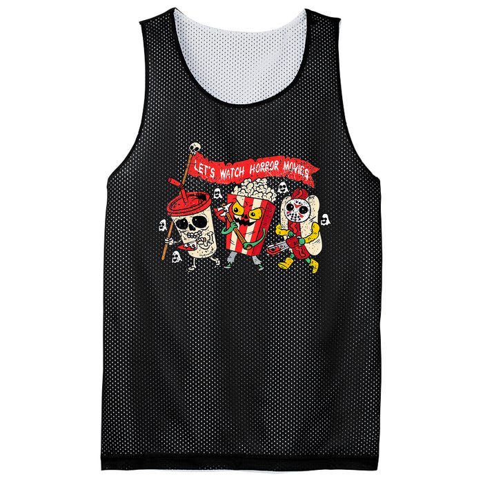 Retro Movie Concessions LetS Watch Horror Movies Mesh Reversible Basketball Jersey Tank