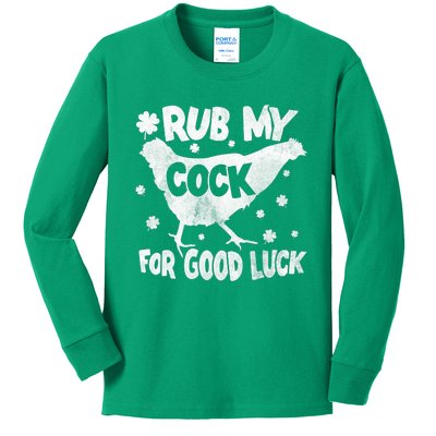 Rub My Cock For Good Luck St Patrick's Day Gift Design Kids Long Sleeve Shirt