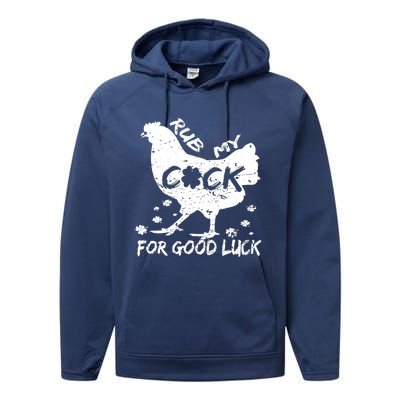 Rub My Cock For Good Luck Funny St Patrick's Day Performance Fleece Hoodie