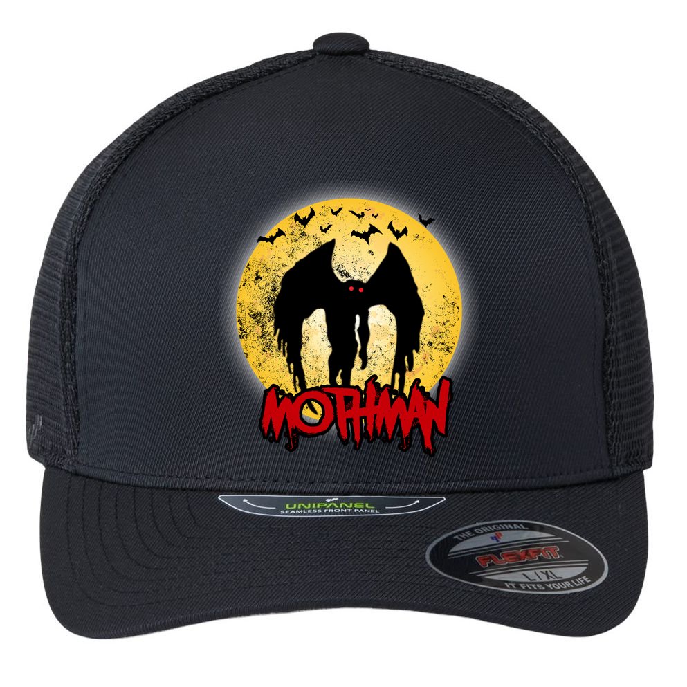 Retro Mothman Cover Flexfit Unipanel Trucker Cap