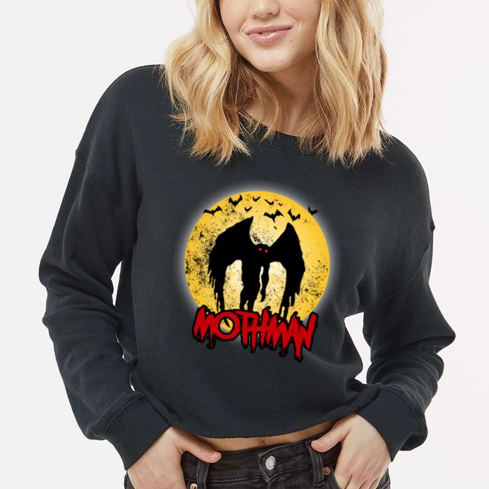 Retro Mothman Cover Cropped Pullover Crew