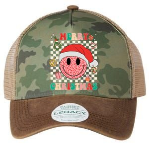 Retro Merry Christmas Happy Face Leopard Smile Face Trendy Gift Legacy Tie Dye Trucker Hat