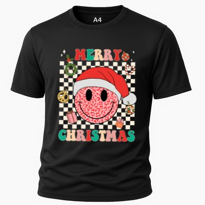 Retro Merry Christmas Happy Face Leopard Smile Face Trendy Gift Performance Shirt