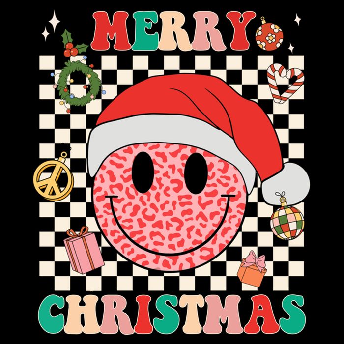 Retro Merry Christmas Happy Face Leopard Smile Face Trendy Gift Bucket Hat